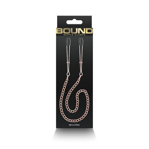 Bound Rose Gold Nipple Clamps with Chain