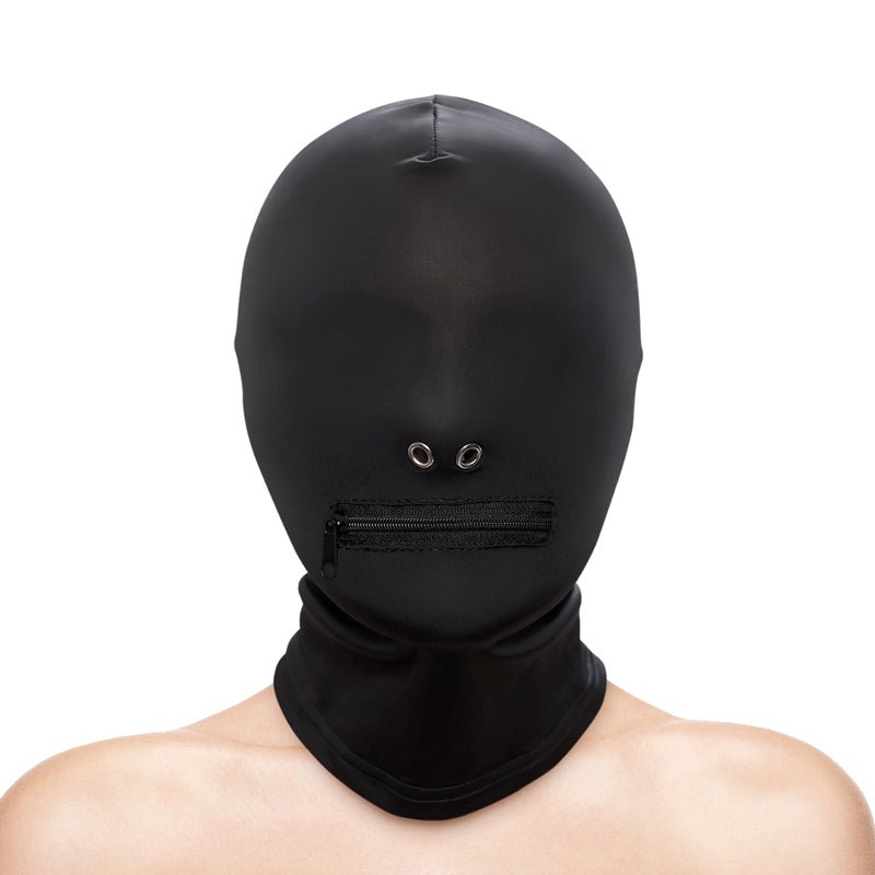 Fetish & Fantasy - Zippered Mouth Hood - Black