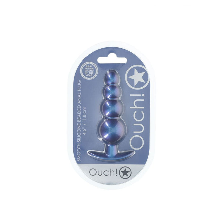 Ouch! Beaded Anal Plug - Metallic Blue