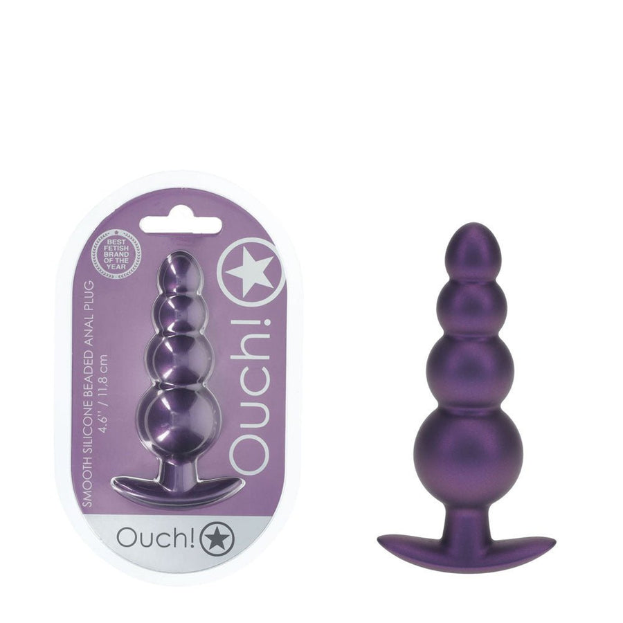 Ouch! Beaded Anal Plug - Metallic Purple