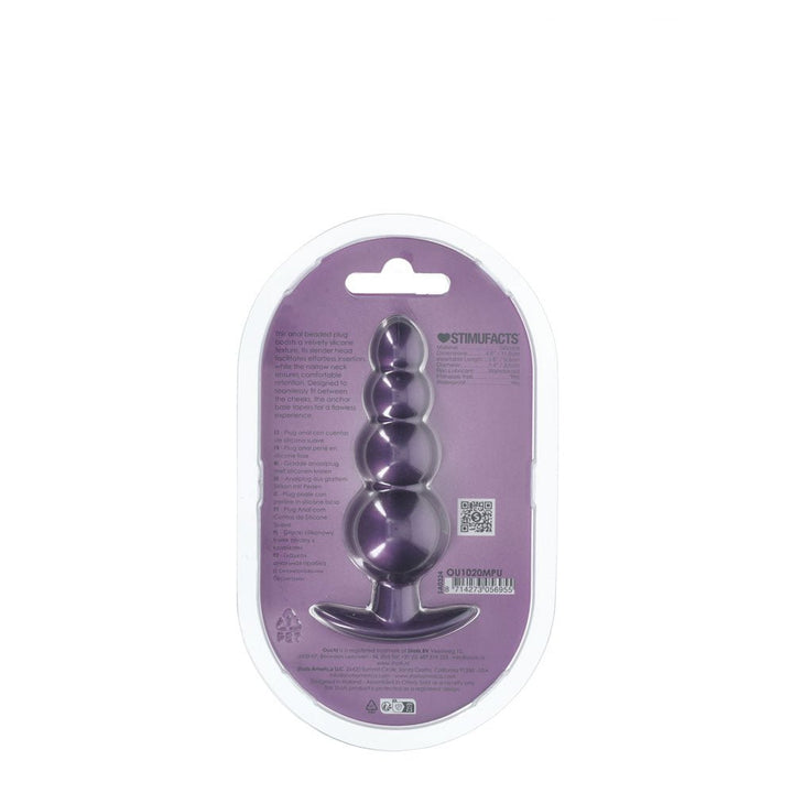 Ouch! Beaded Anal Plug - Metallic Purple