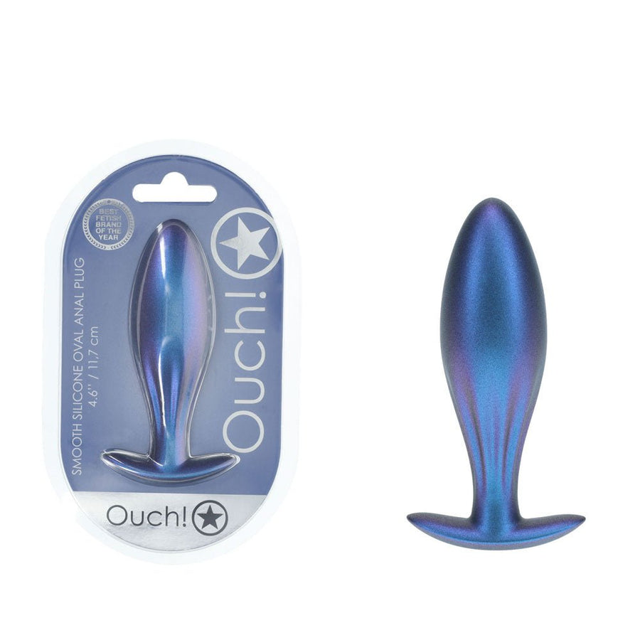 Ouch! Oval Anal Plug - Metallic Blue