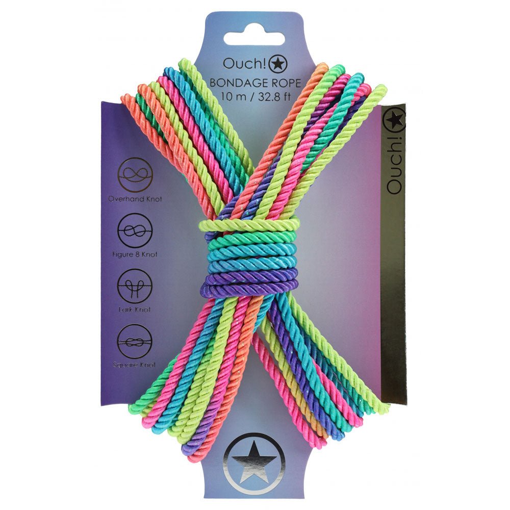 Ouch! Multicoloured Bondage Rope - 10 Mtrs