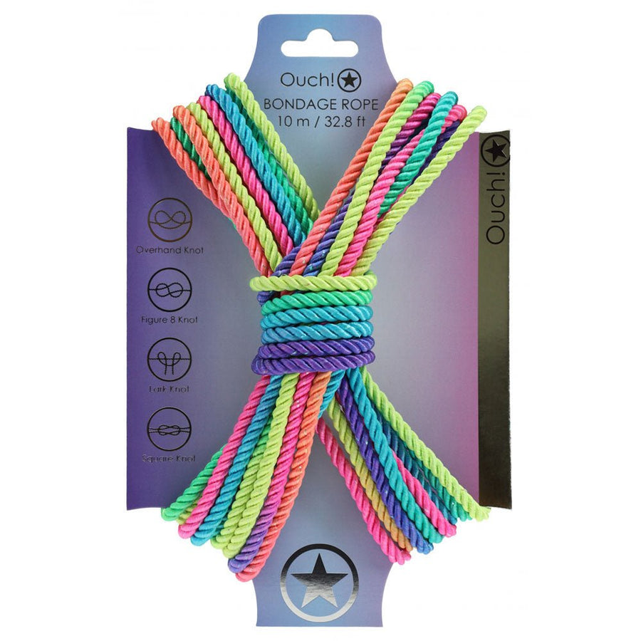 Ouch! Multicoloured Bondage Rope - 10 Mtrs