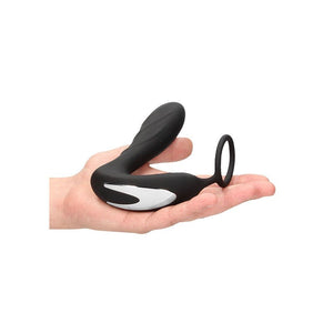 Ouch! E-stim & Vibrating Butt Plug Cock Ring - Black