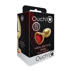 Ouch! Heart Gem Gold Butt Plug - Small