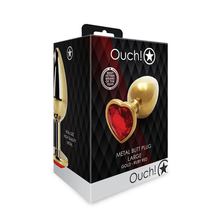 Ouch! Heart Gem Gold Butt Plug - Large