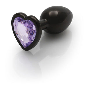 Ouch! Heart Gem Gunmetal Butt Plug - Small