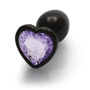 Ouch! Heart Gem Gunmetal Butt Plug - Small