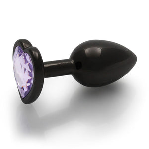 Ouch! Heart Gem Gunmetal Butt Plug - Small