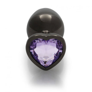 Ouch! Heart Gem Gunmetal Butt Plug - Medium