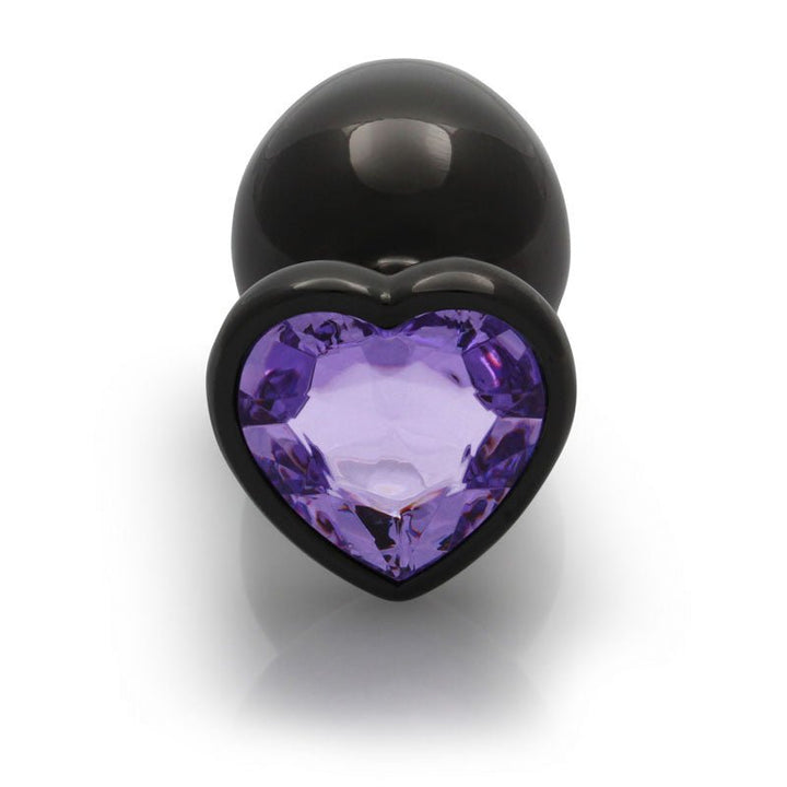 Ouch! Heart Gem Gunmetal Butt Plug - Large