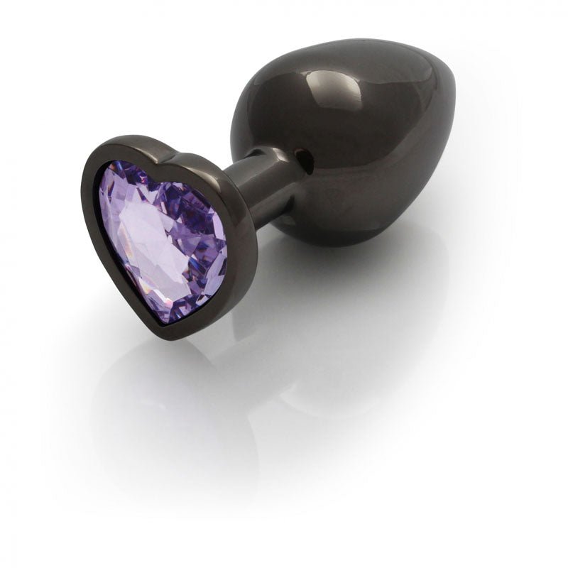 Ouch! Heart Gem Gunmetal Butt Plug - Large