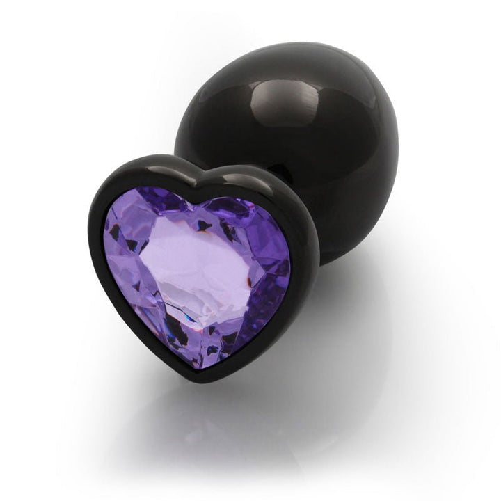 Ouch! Heart Gem Gunmetal Butt Plug - Large