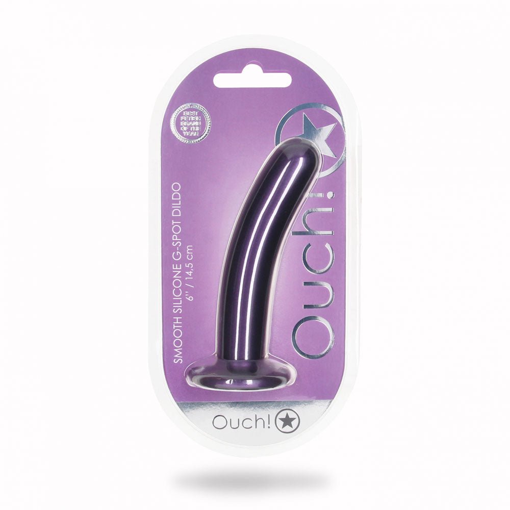 Ouch! Smooth 6 Inch G-Spot Dildo - Metallic Purple