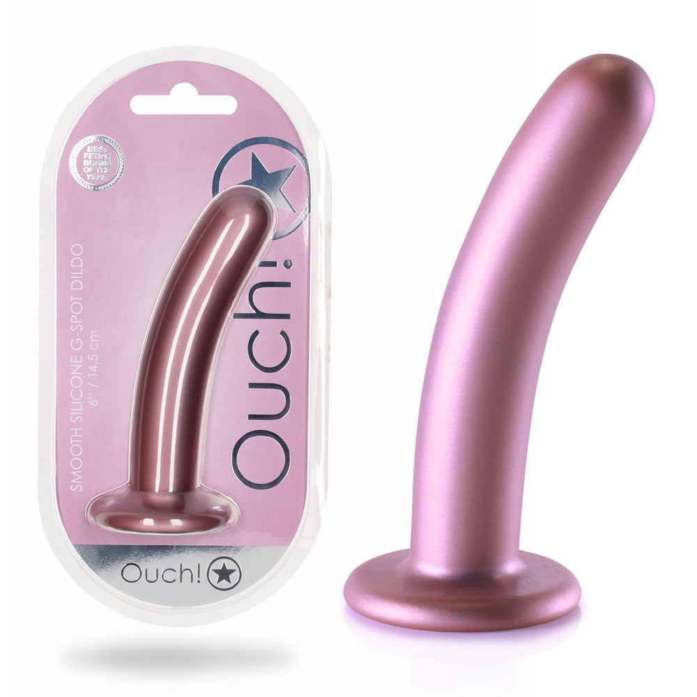 Ouch! Smooth Silicone 6 Inch G-Spot Dildo - Rose Gold