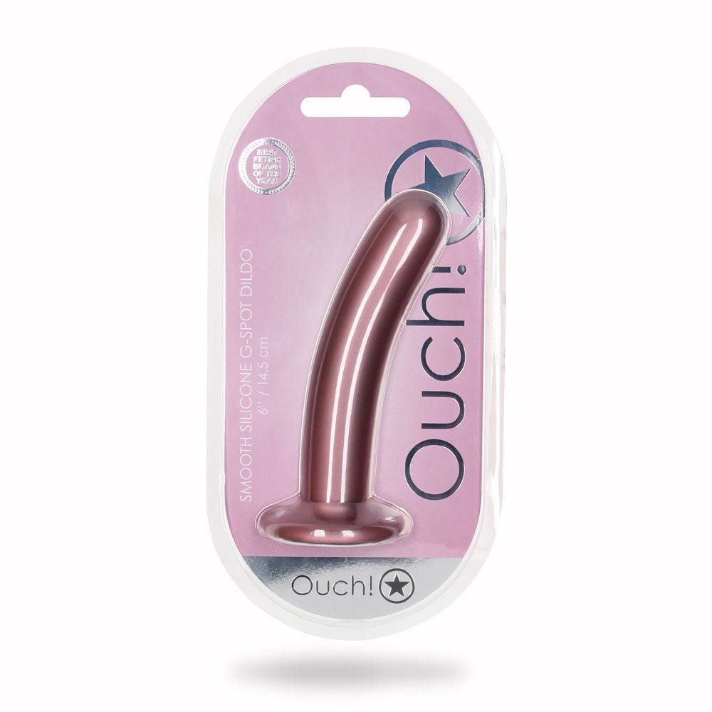 Ouch! Smooth Silicone 6 Inch G-Spot Dildo - Rose Gold