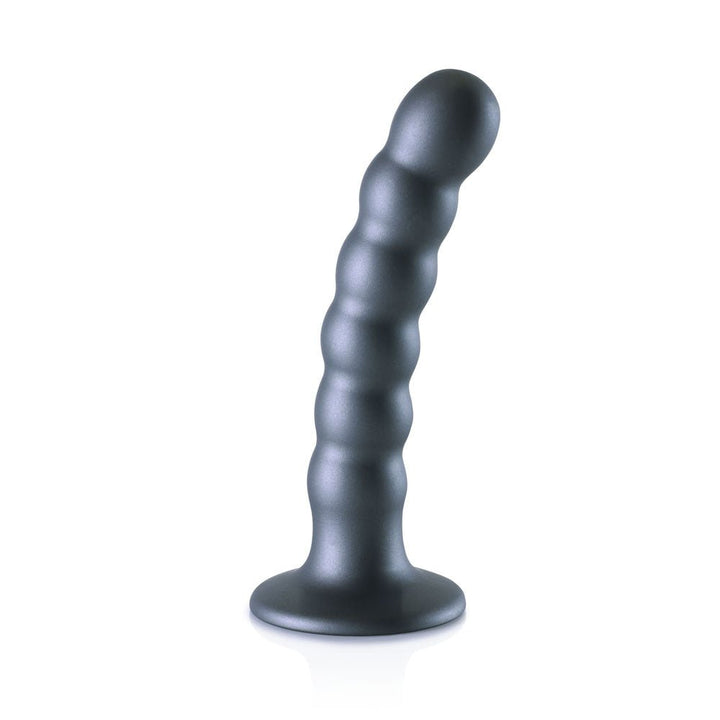 Ouch! Beaded Silicone 5 Inch G-Spot Dildo - Gunmetal