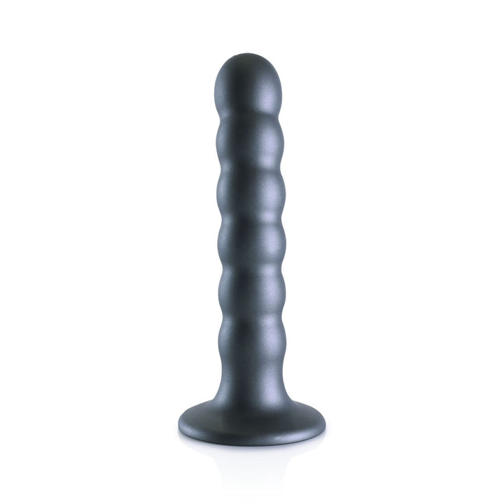 Ouch! Beaded Silicone 5 Inch G-Spot Dildo - Gunmetal