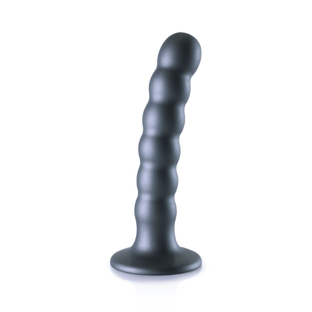 Ouch! Beaded Silicone 5 Inch G-Spot Dildo - Gunmetal