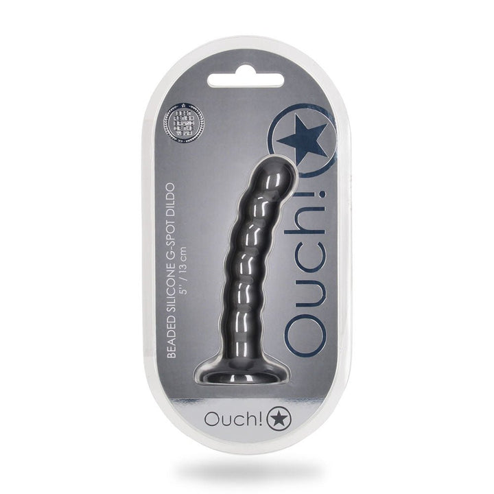 Ouch! Beaded Silicone 5 Inch G-Spot Dildo - Gunmetal