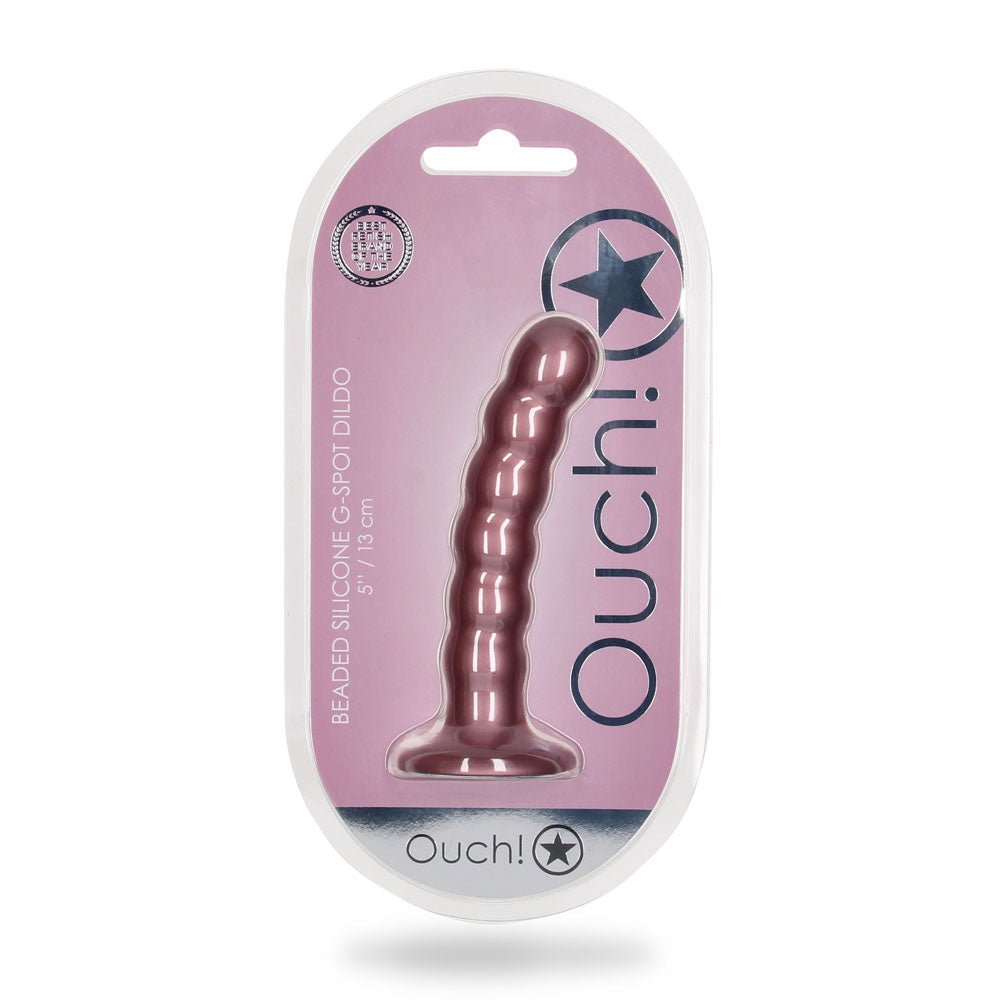 Ouch! Beaded Silicone 5 Inch G-Spot Dildo - Rose Gold