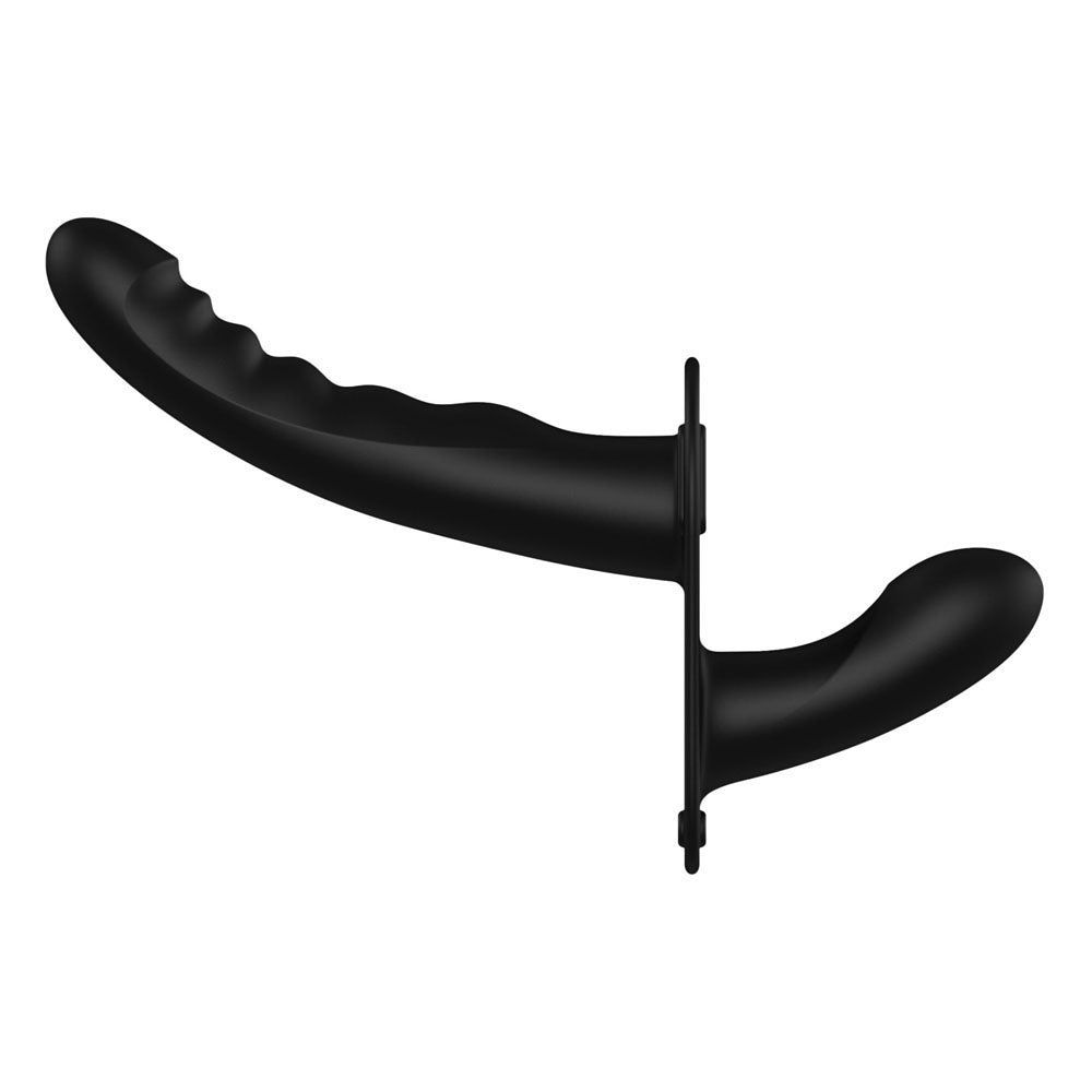 Ouch! Dual Silicone Strap-On - Double Dildo - Black