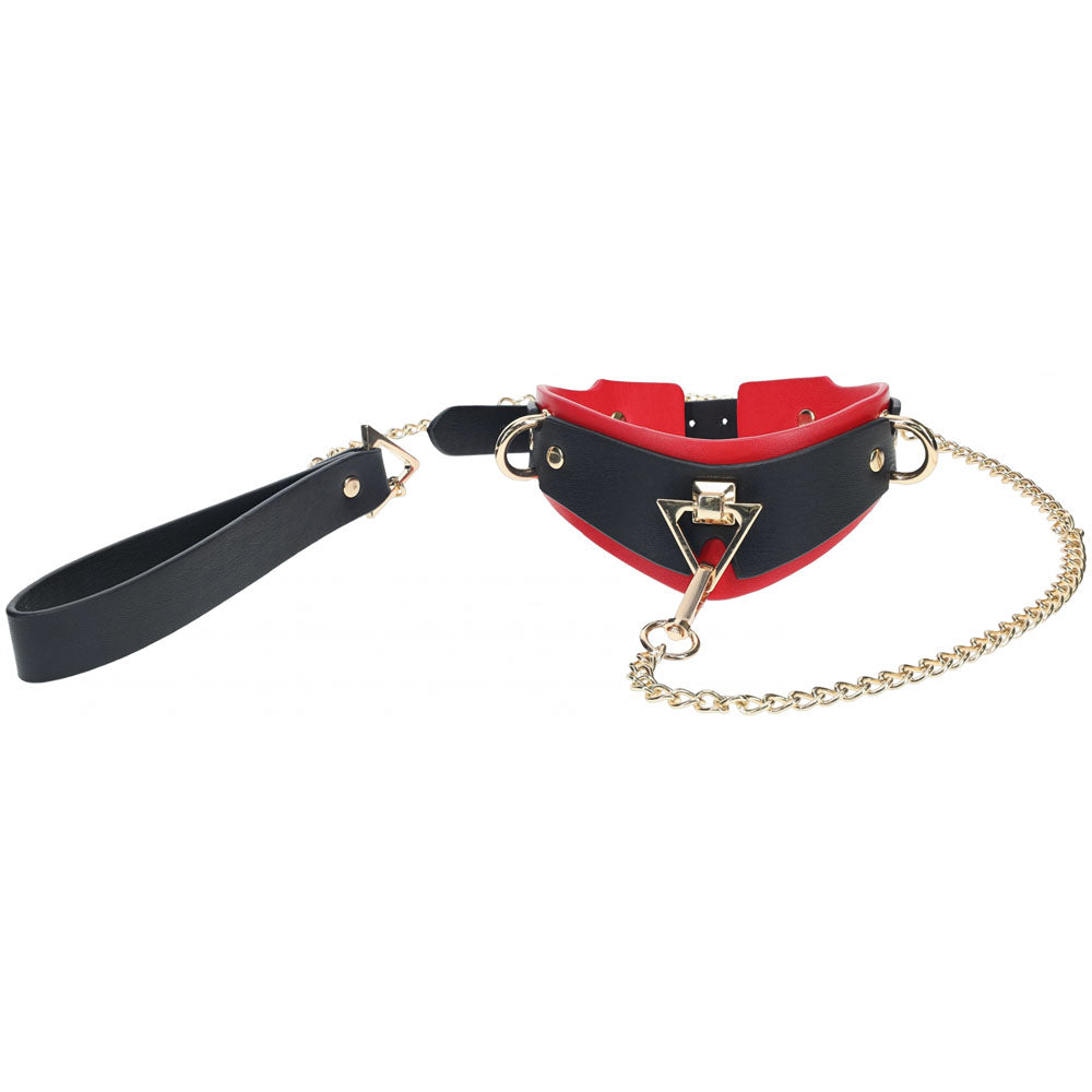 Ouch! Milan Collection - Collar with Leash - Black/Red