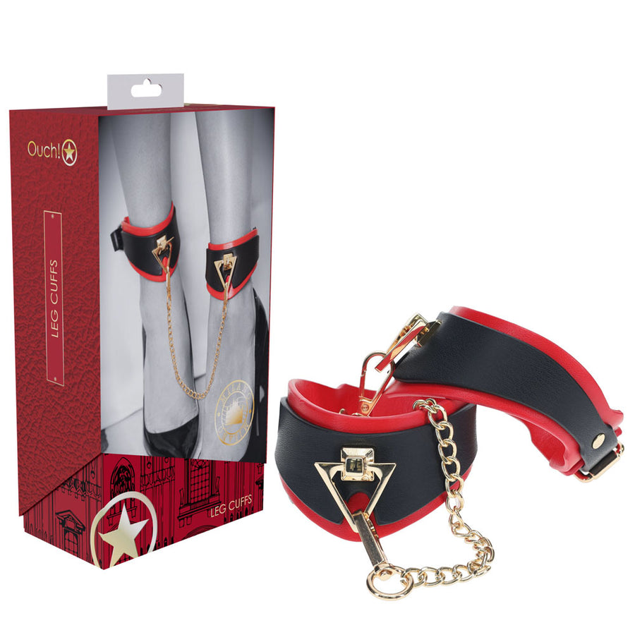 Ouch! Milan Collection - Leg Cuffs - Black/Red