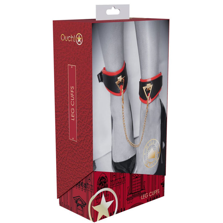 Ouch! Milan Collection - Leg Cuffs - Black/Red