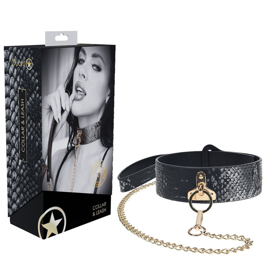 Ouch! Florence Collection - Collar with Leash - Black