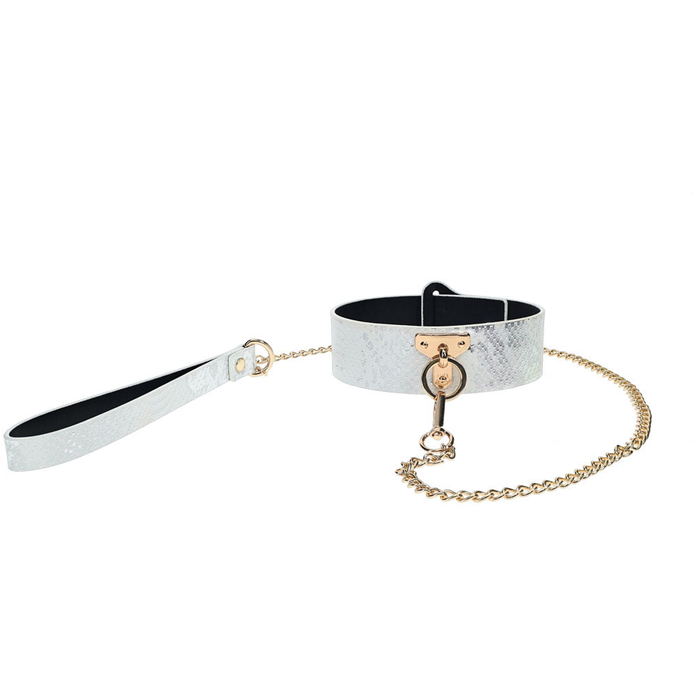 Ouch! Florence Collection - Collar with Leash - White