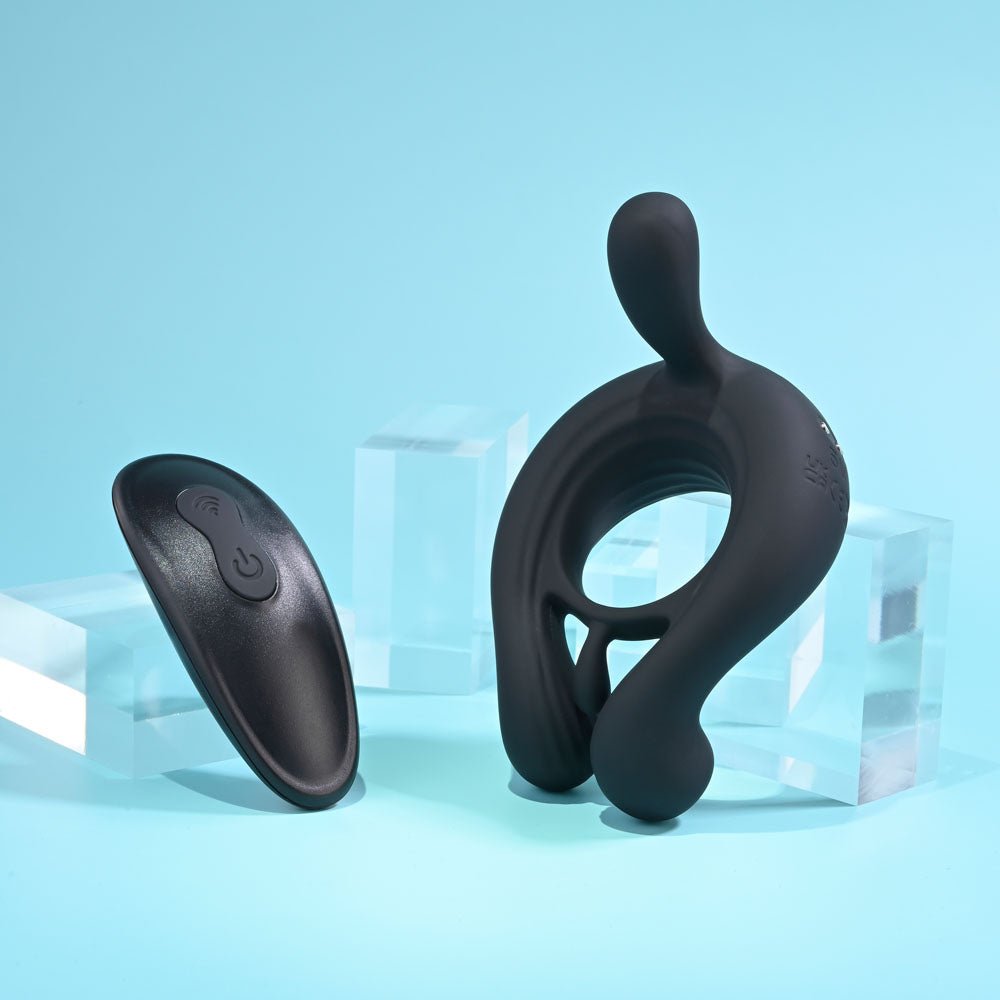 Playboy Pleasure Triple Play - Cock Ring with Wireless Remote - Black