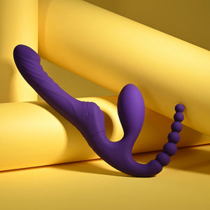 Playboy Pleasure Hug It Out Strapless Strap-On Triple Stimulator - Purple
