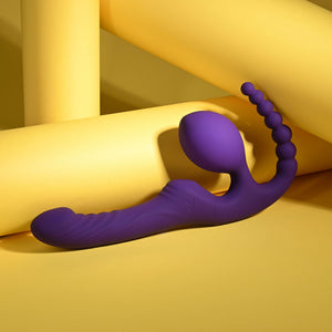 Playboy Pleasure Hug It Out Strapless Strap-On Triple Stimulator - Purple