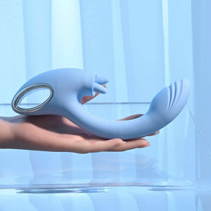 Playboy Pleasure  Sapphire Sky Vibrator with Double Tongue Stimulator - Blue