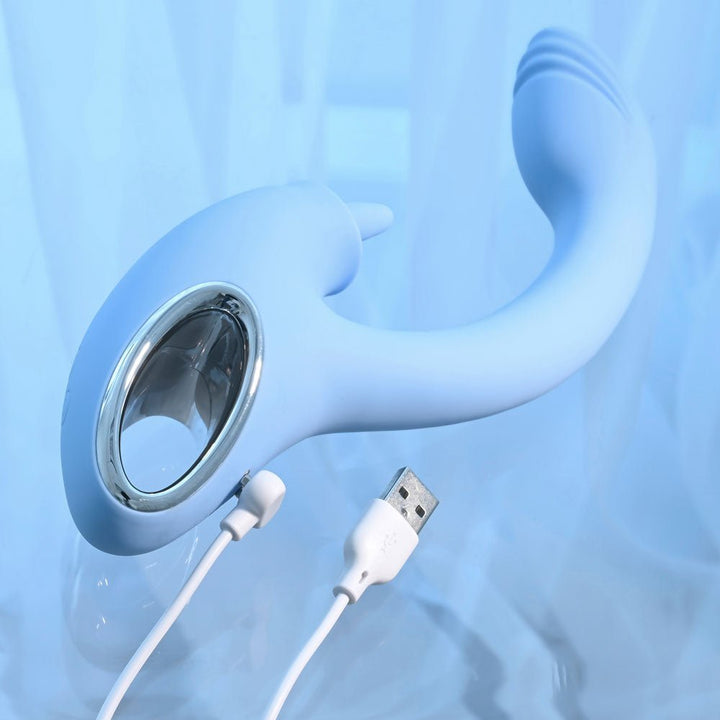 Playboy Pleasure  Sapphire Sky Vibrator with Double Tongue Stimulator - Blue