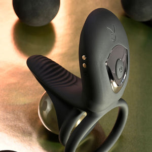 Playboy Pleasure Just Right - Vibrating Cock Ring - Black