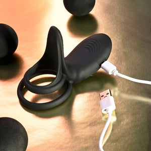 Playboy Pleasure Just Right - Vibrating Cock Ring - Black