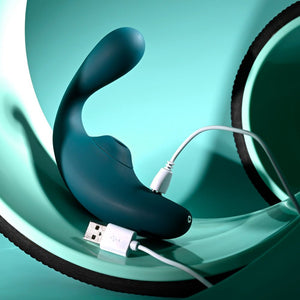 Playboy Pleasure Charmer - Vibrator with Clitoral Suction - Blue