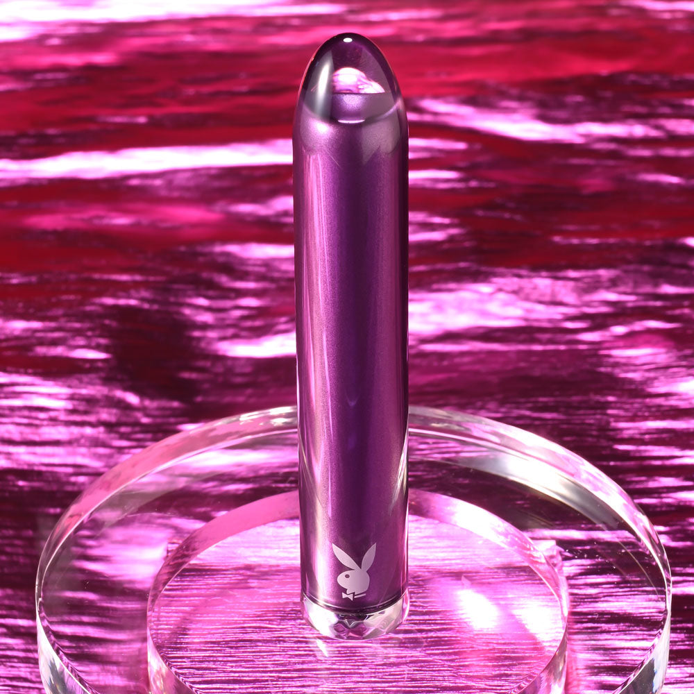 Playboy Pleasure Amethyst - Glass Tipped Mini Vibrator - Purple