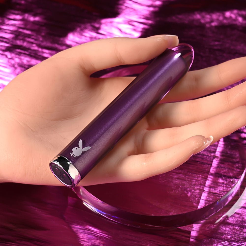 Playboy Pleasure Amethyst - Glass Tipped Mini Vibrator - Purple