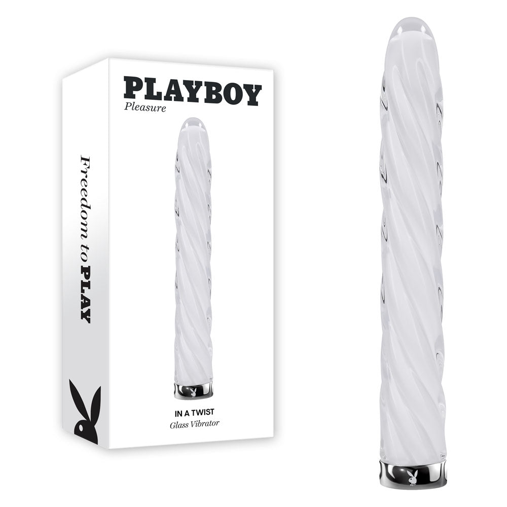 Playboy Pleasure In A Twist  - Glass Vibrator - White