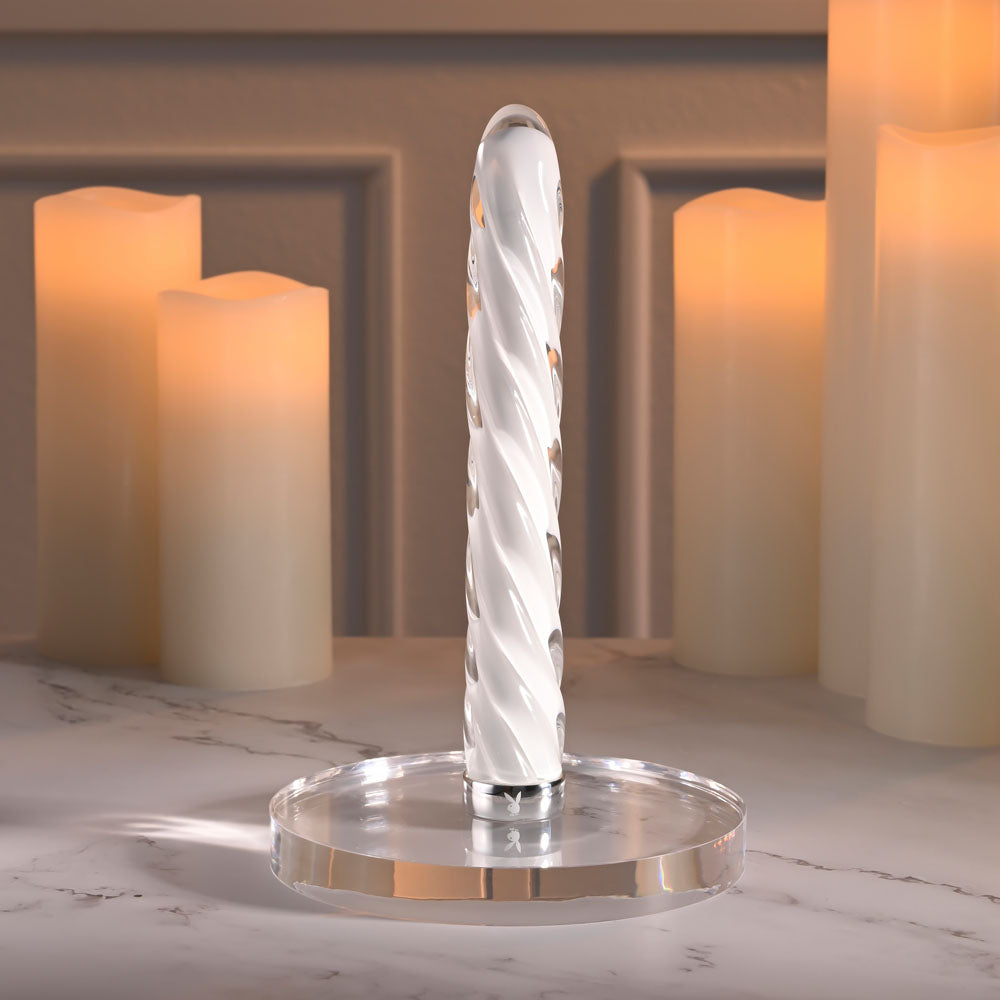 Playboy Pleasure In A Twist  - Glass Vibrator - White