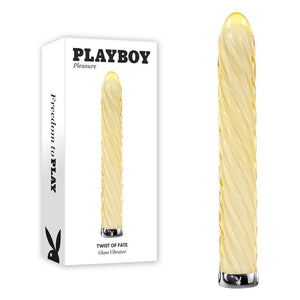 Playboy Pleasure Twist Of Fate - Glass Vibrator - Yellow