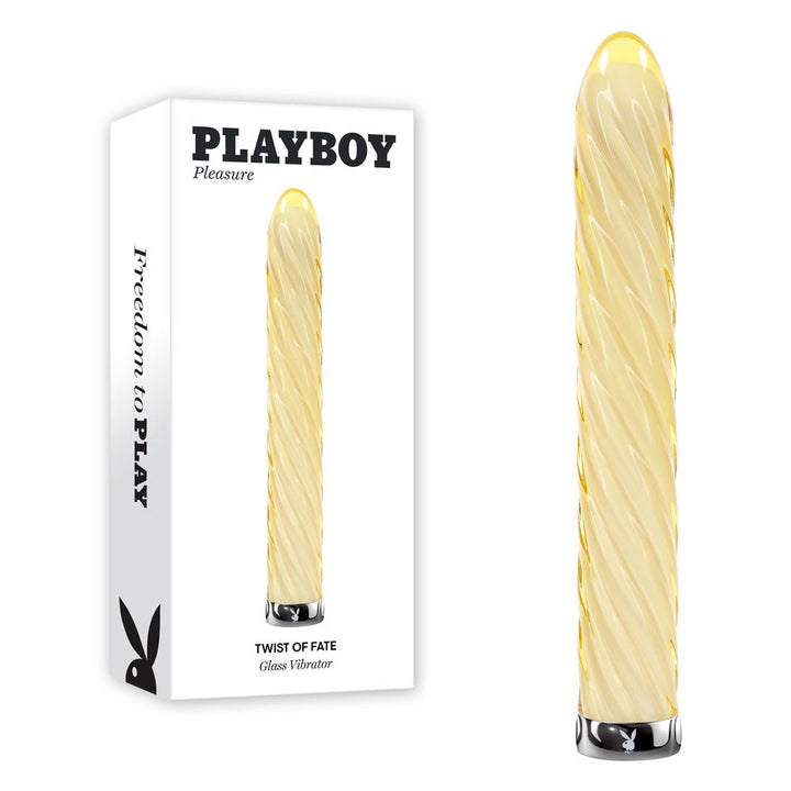 Playboy Pleasure Twist Of Fate - Glass Vibrator - Yellow