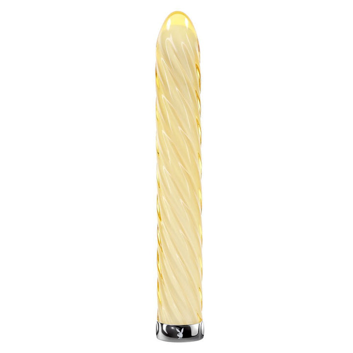 Playboy Pleasure Twist Of Fate - Glass Vibrator - Yellow