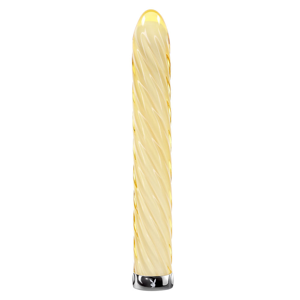 Playboy Pleasure Twist Of Fate - Glass Vibrator - Yellow