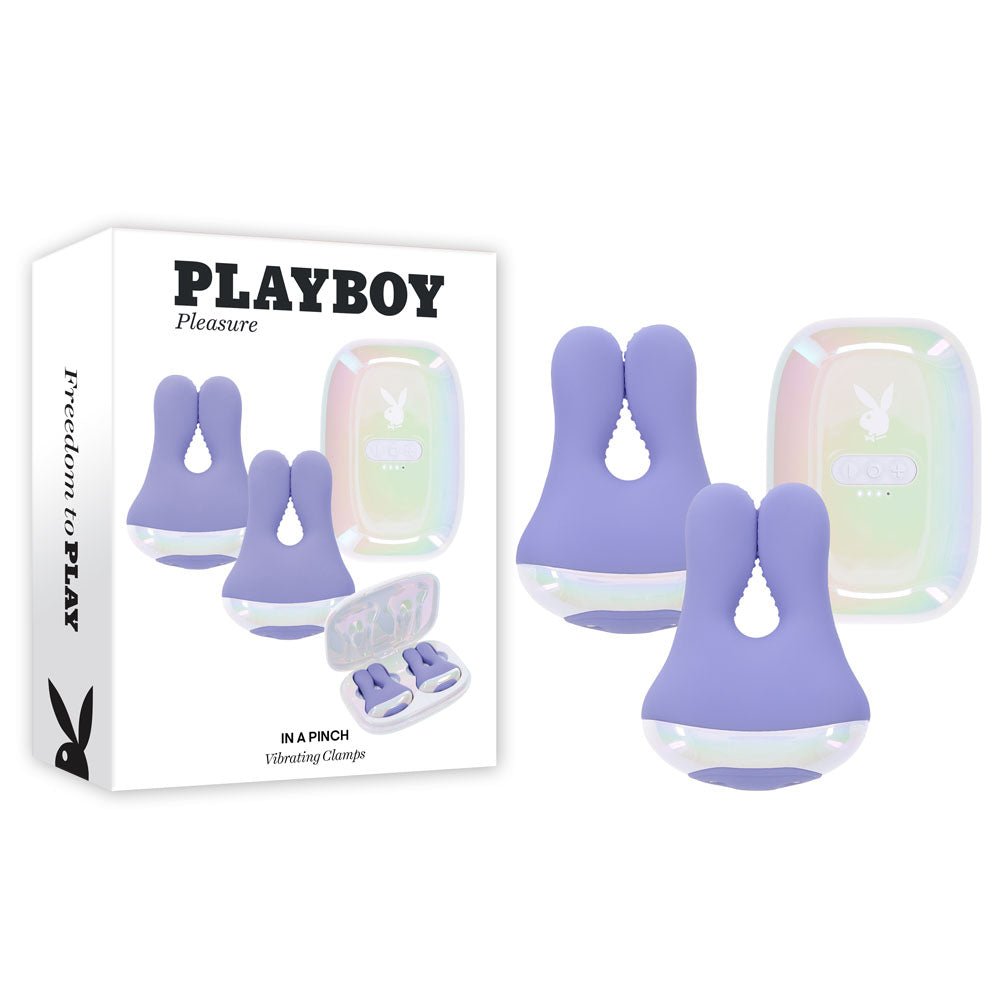 Playboy Pleasure In A Pinch - Vibrating Nipple Clamps with Charging Carry Case