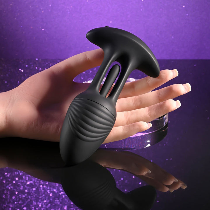 Playboy Pleasure Rim Shot Vibrating Butt Plug - Black